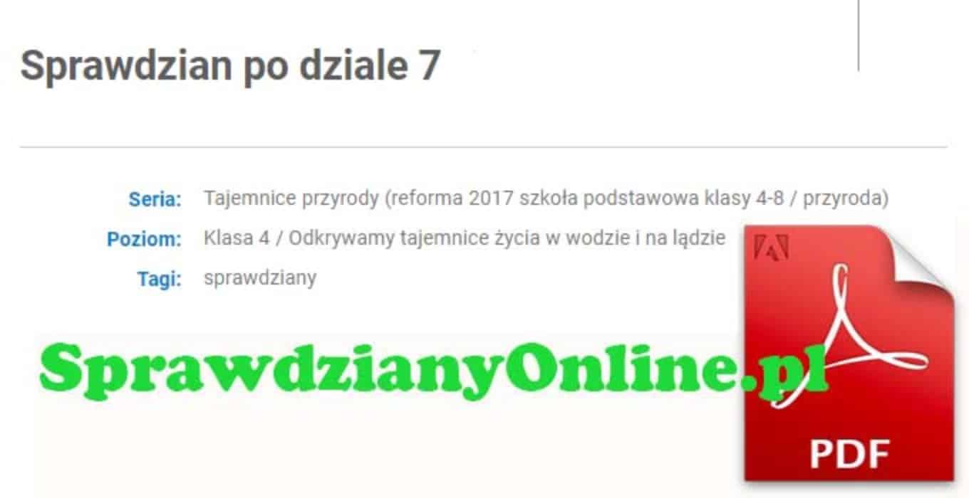 Sprawdzian z Przyrody Klasa 4 - Sprawdziany Online